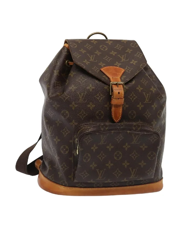 Backpack for Weekend Getaways-Monogram Canvas Montsouris GM Backpack with Adjustable Straps