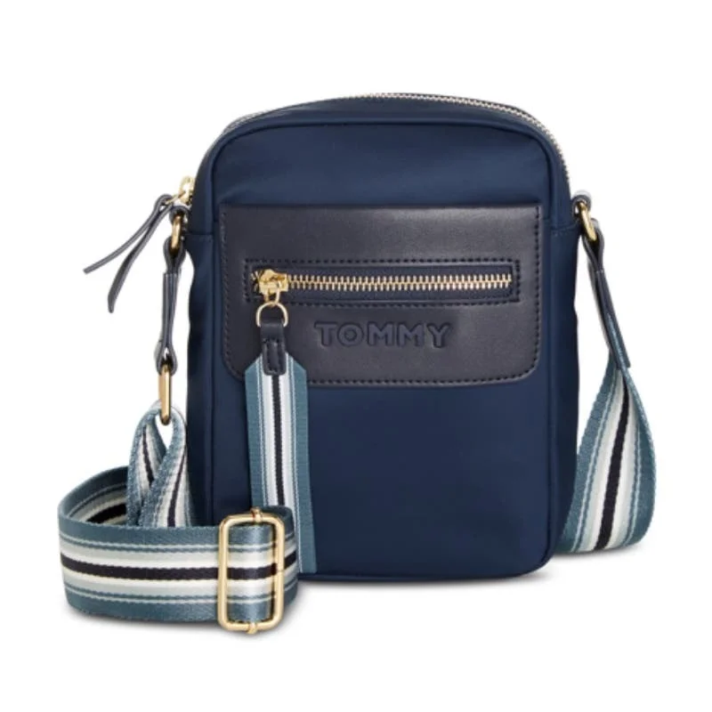 Designer handle bags with embossed logos and signature designs for high-end fashion -Tommy Hilfiger Emily Nylon Crossbody Navy