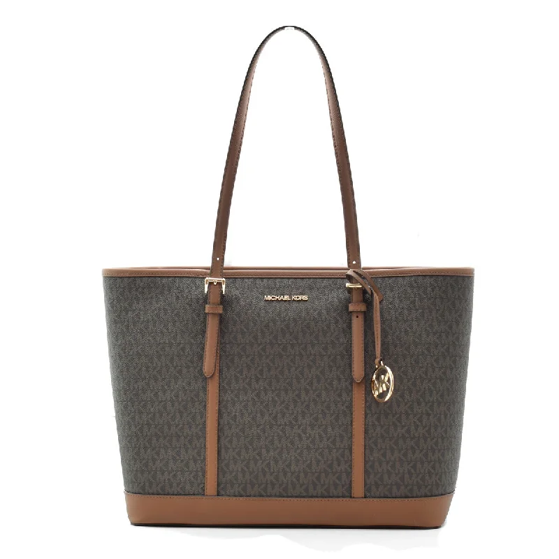 Elegant handle bags for evening wear with delicate embellishments and details -Michael Kors Logo Tote Shoulder bag Brown