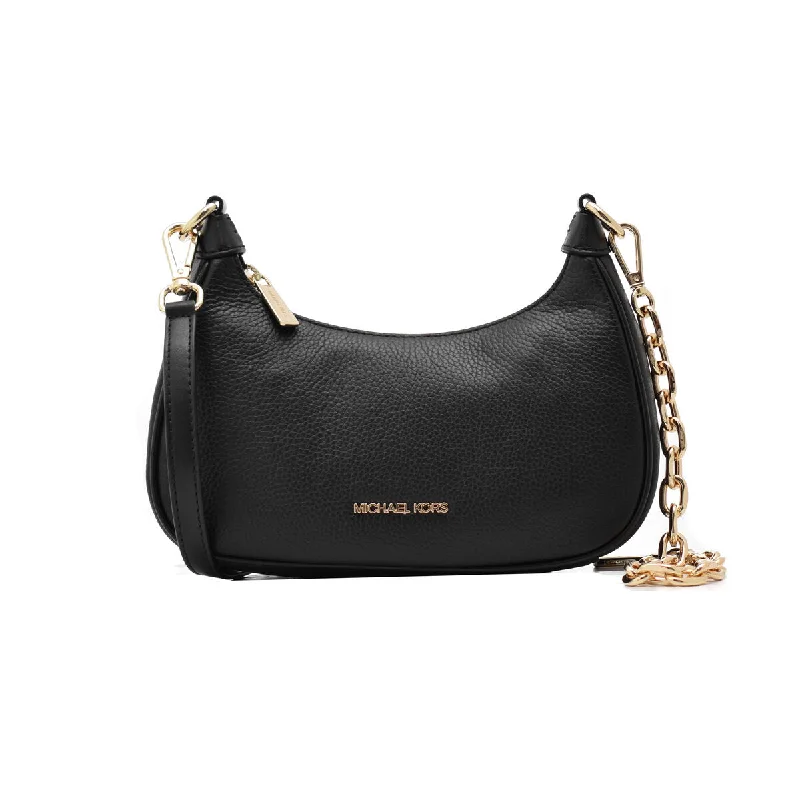 Handle bags with secure zippers for protecting personal belongings on the go -Michael Kors CORA Chain Shoulder Crossbody Bag Black