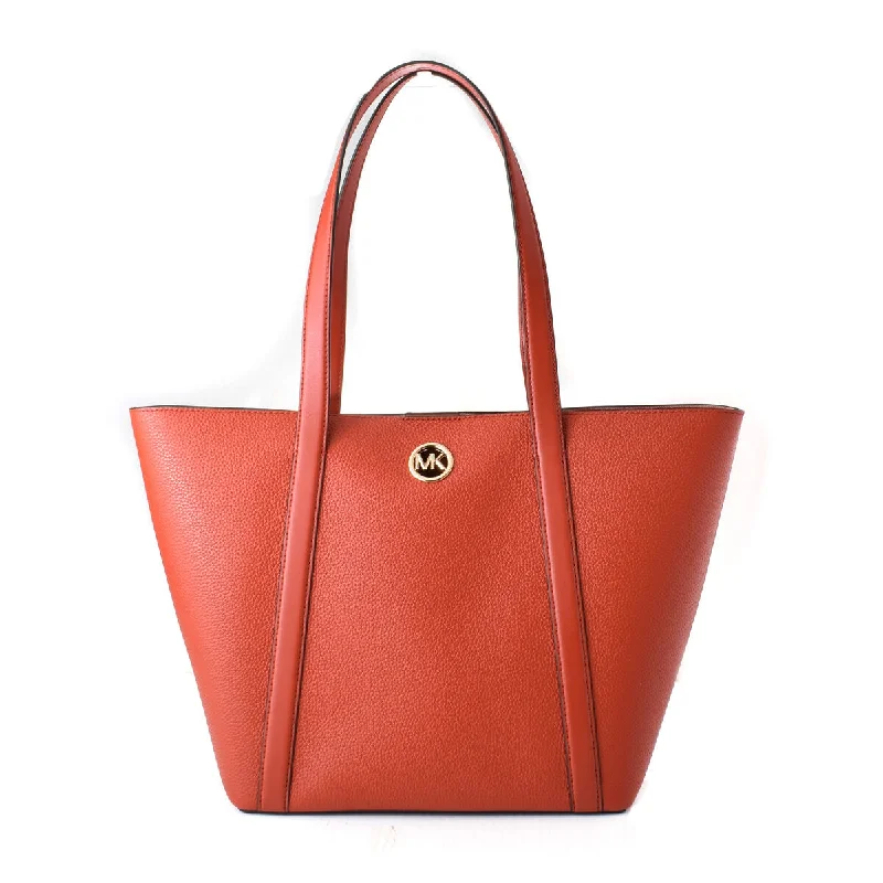 Handle bags for moms with compartments for diapers, bottles, and baby essentials -Michael Kors Leather HADLEIGH Tote Shoulder Bag Red