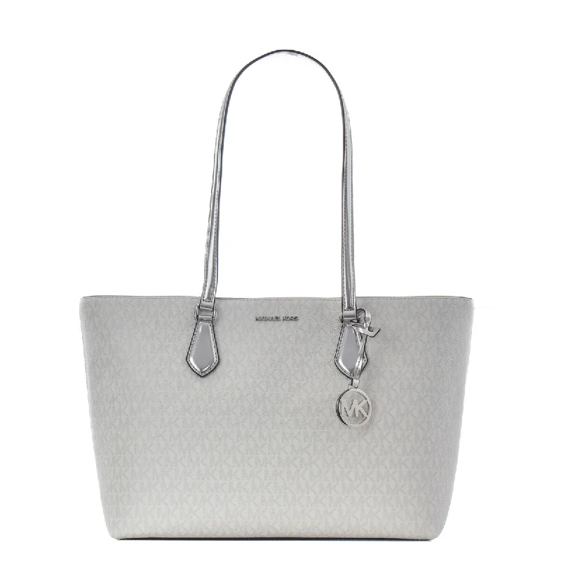 Handle bags with leather handles and sturdy canvas bodies for casual use -Michael Kors Sheila Tote Shoulder Bag Grey