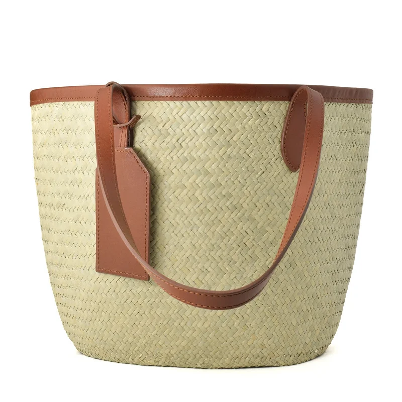 Handle bags with soft, foldable designs for easy storage when not in use -Sinequanone Rattan Tote bag Brown